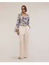 Satin blouse with print and draping image number 2