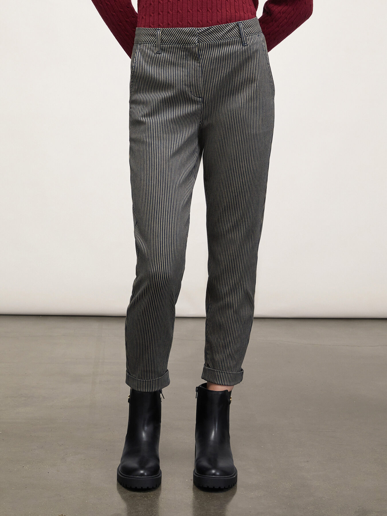 Pinstripe patterned chinos image number 0