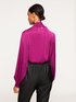 Blouse with stand-up collar and elastic features image number 1