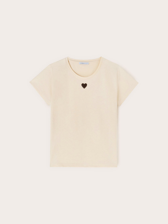 Jersey t-shirt with sequin heart