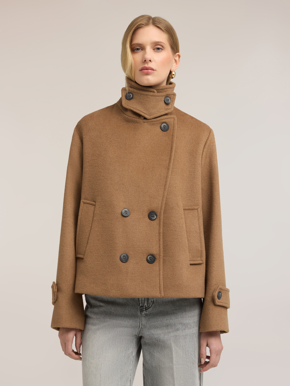 Double-breasted coat in wool blend cloth