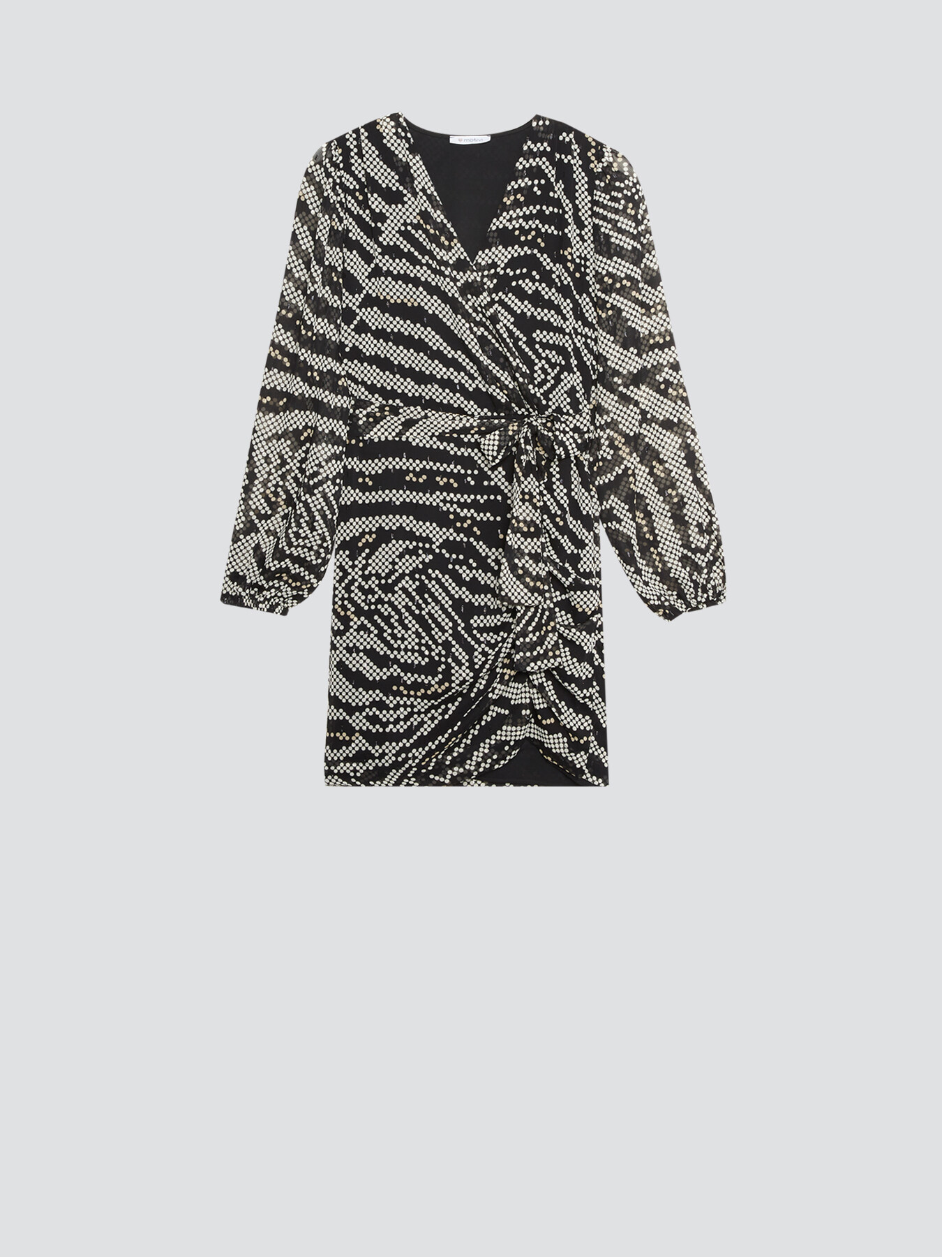 Optical patterned wraparound dress image number 3