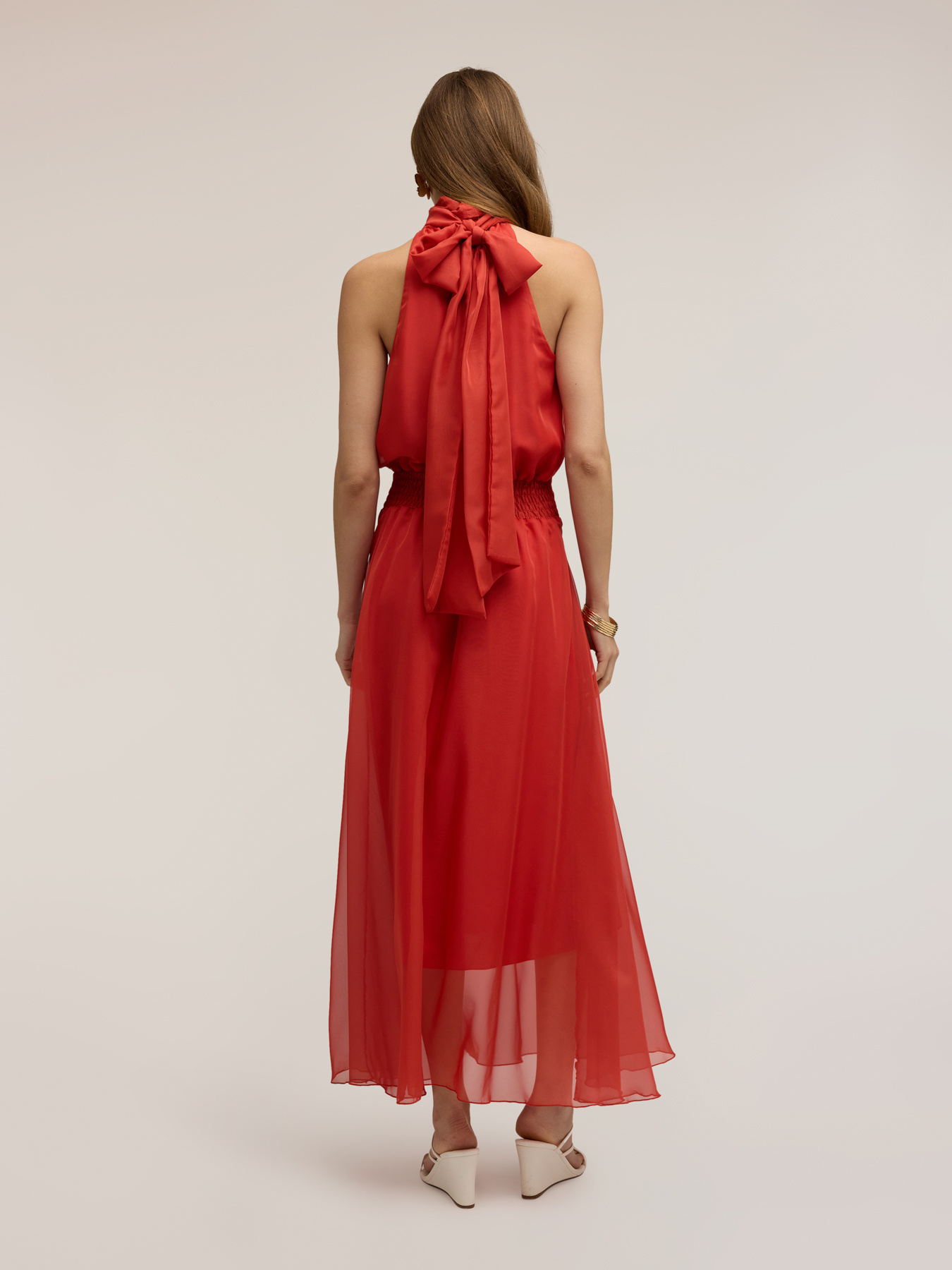 Robe longue en voile avec encolure dos-nu image number 1