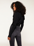 Ribbed cardigan with puff sleeves image number 1
