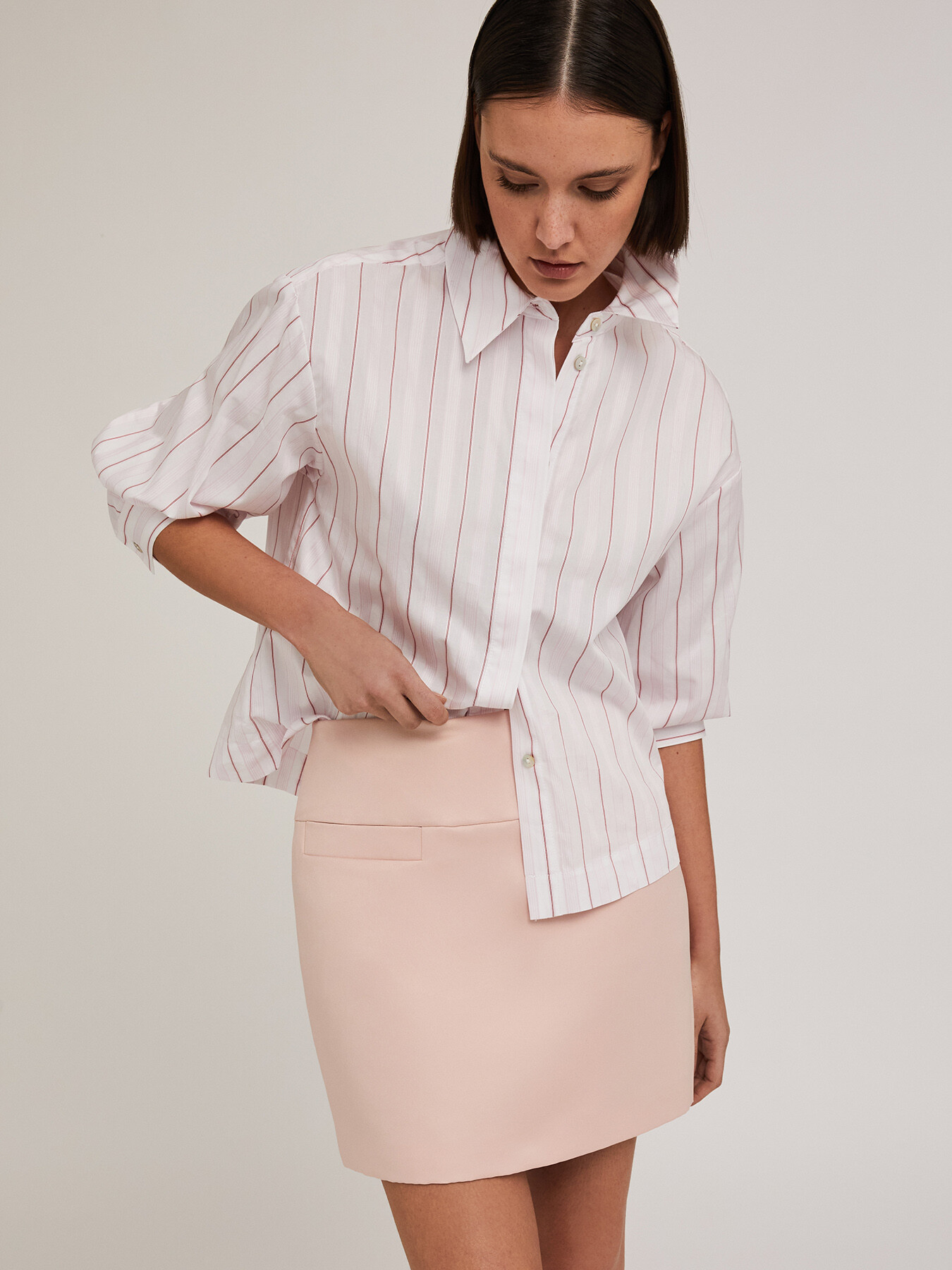 Chemise boxy &agrave; rayures image number 0