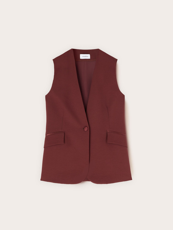 Deep V-neck reverse satin vest