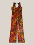 Long jungle-patterned chiffon jumpsuit image number 3