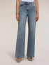High-waisted palazzo jeans with rhinestones image number 2