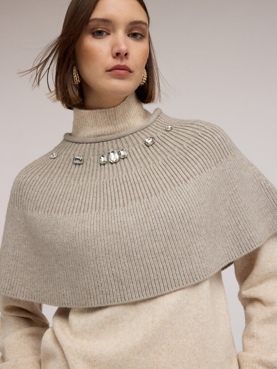 Ribbed knit shrug with stones