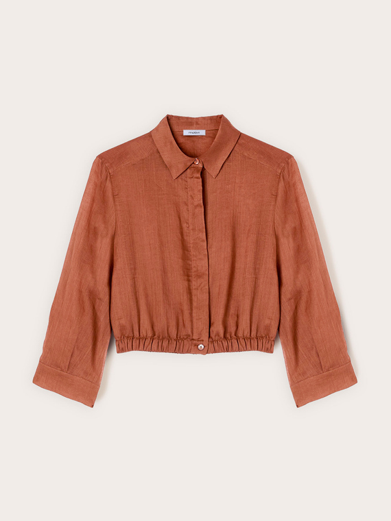Chemise courte en mousseline de ramie