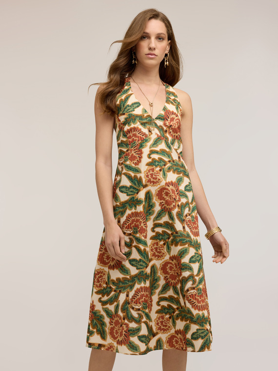 Poplin dress with floral print