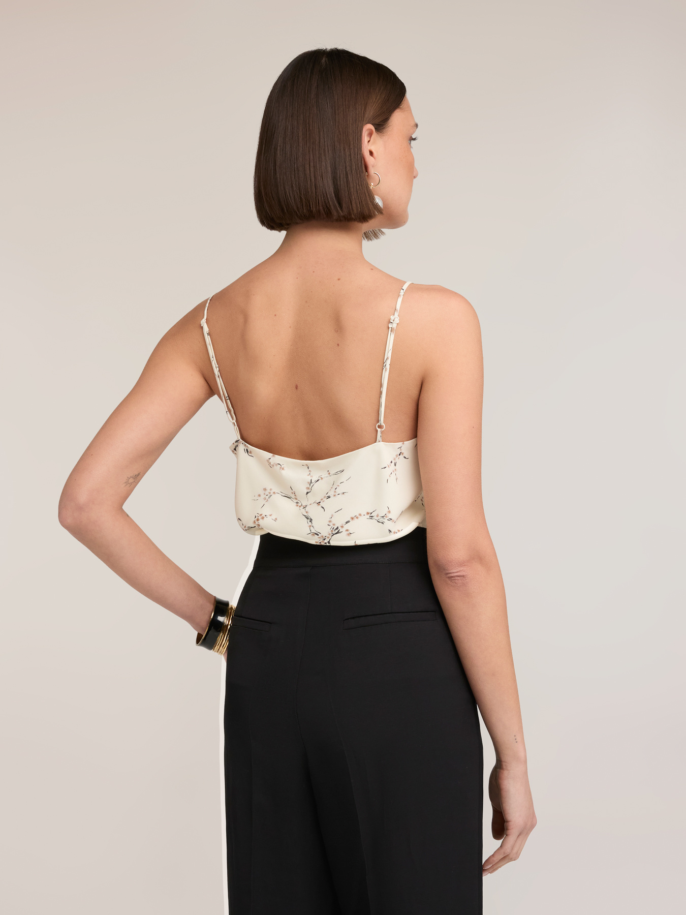 Satin top with floral print image number 1
