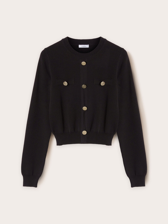 Sweater with mock buttoning