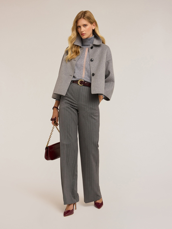 Pinstriped palazzo pants with lurex