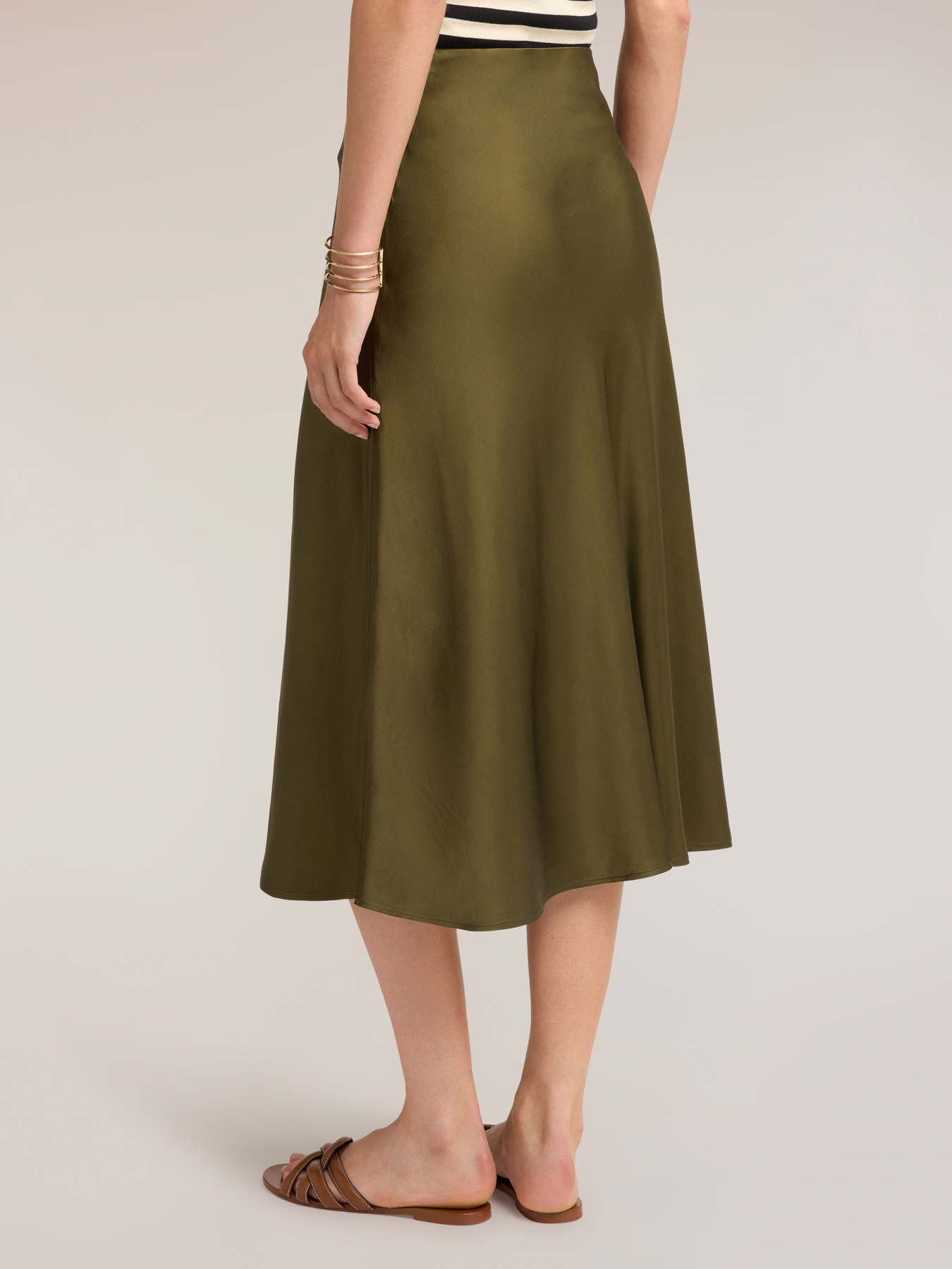 A-line midi skirt in satin image number 1