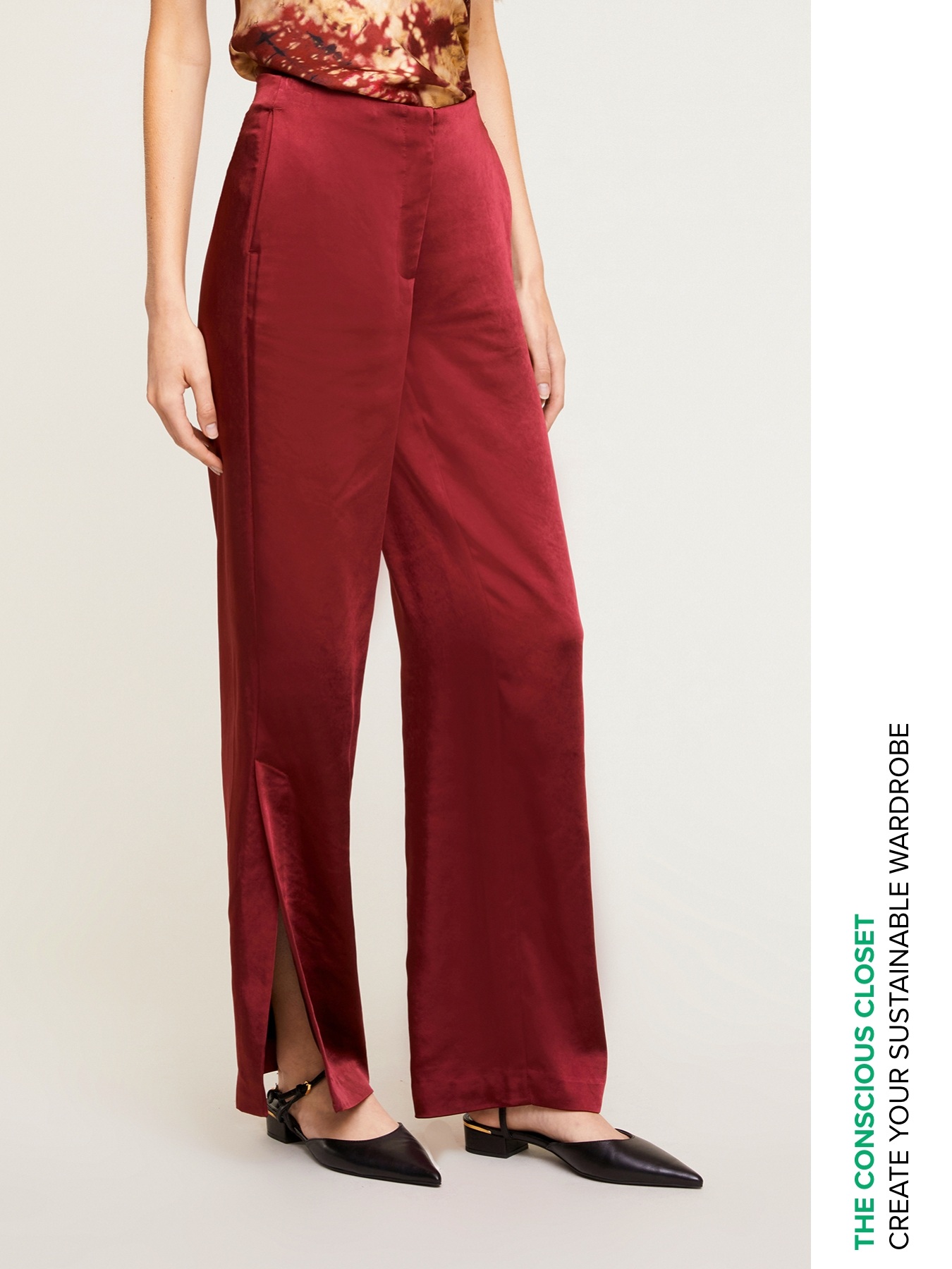 Heavy satin palazzo trousers image number 0