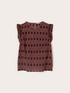 Cotton voile blouse with print and ruffle image number 4