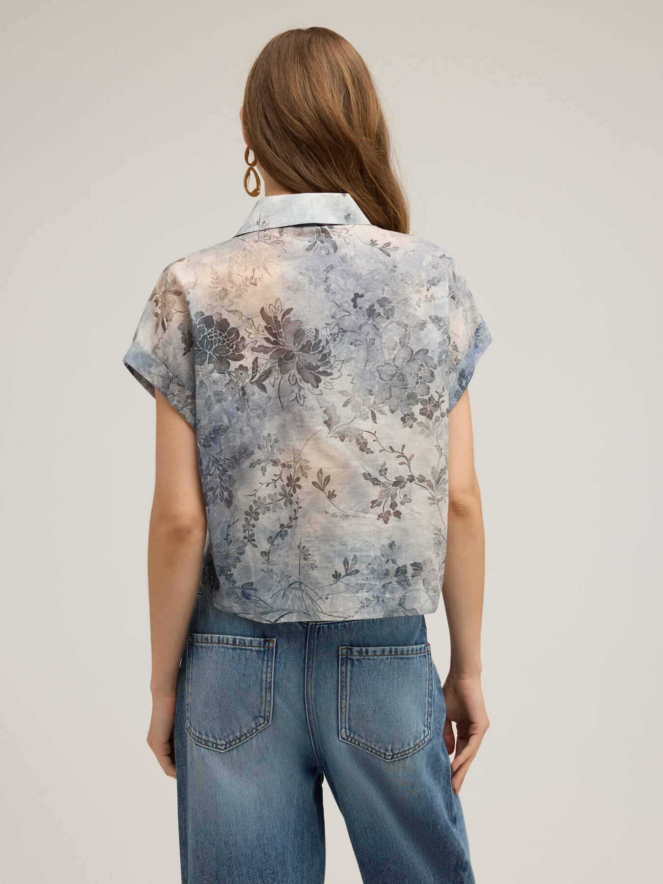 Camisa cropped de muselina de algod&oacute;n image number 1