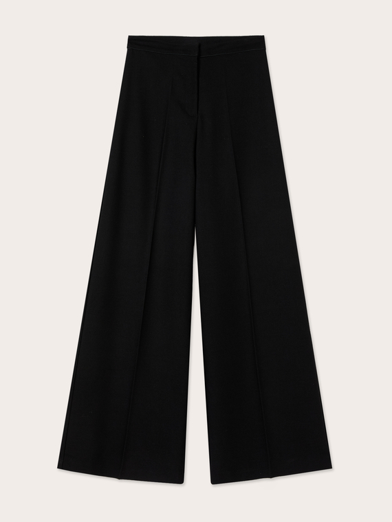 Palazzo pants in cady with satin inserts