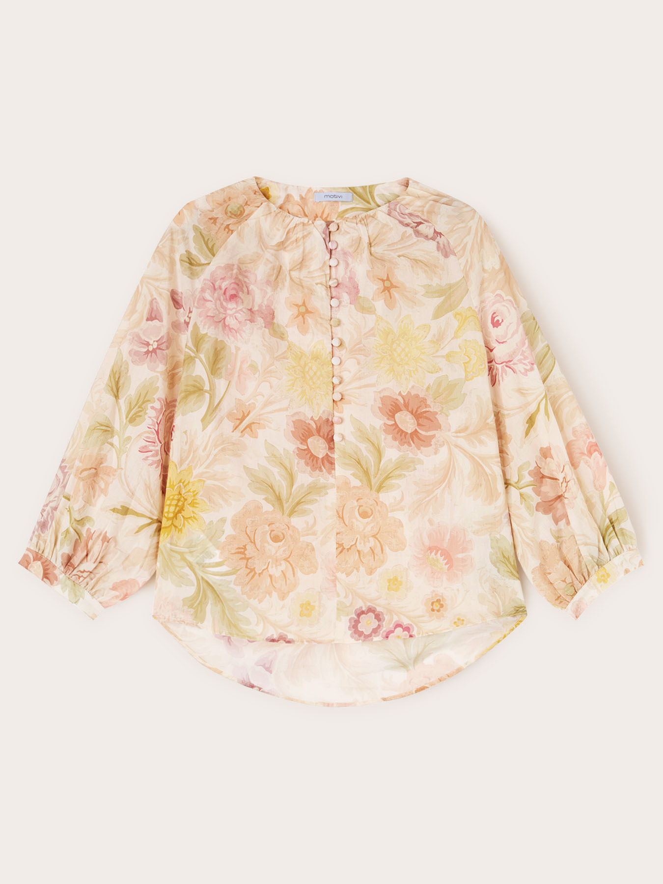 Blusa over in mussola di cotone fantasia floreale image number 4