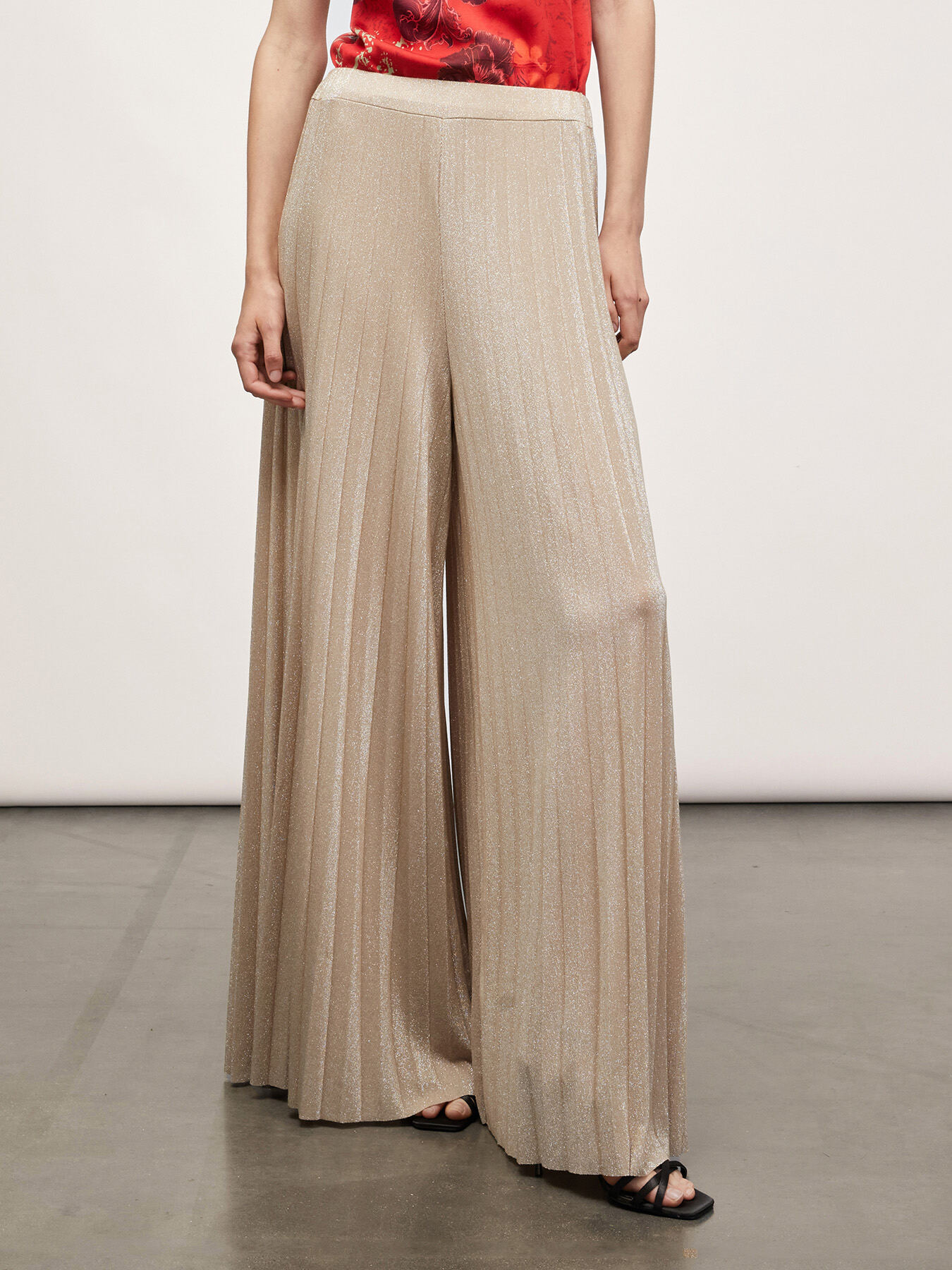Lurex jersey pleated trousers image number 0