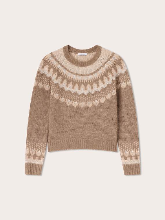 Fair isle sweater in alpaca blend with sequins
