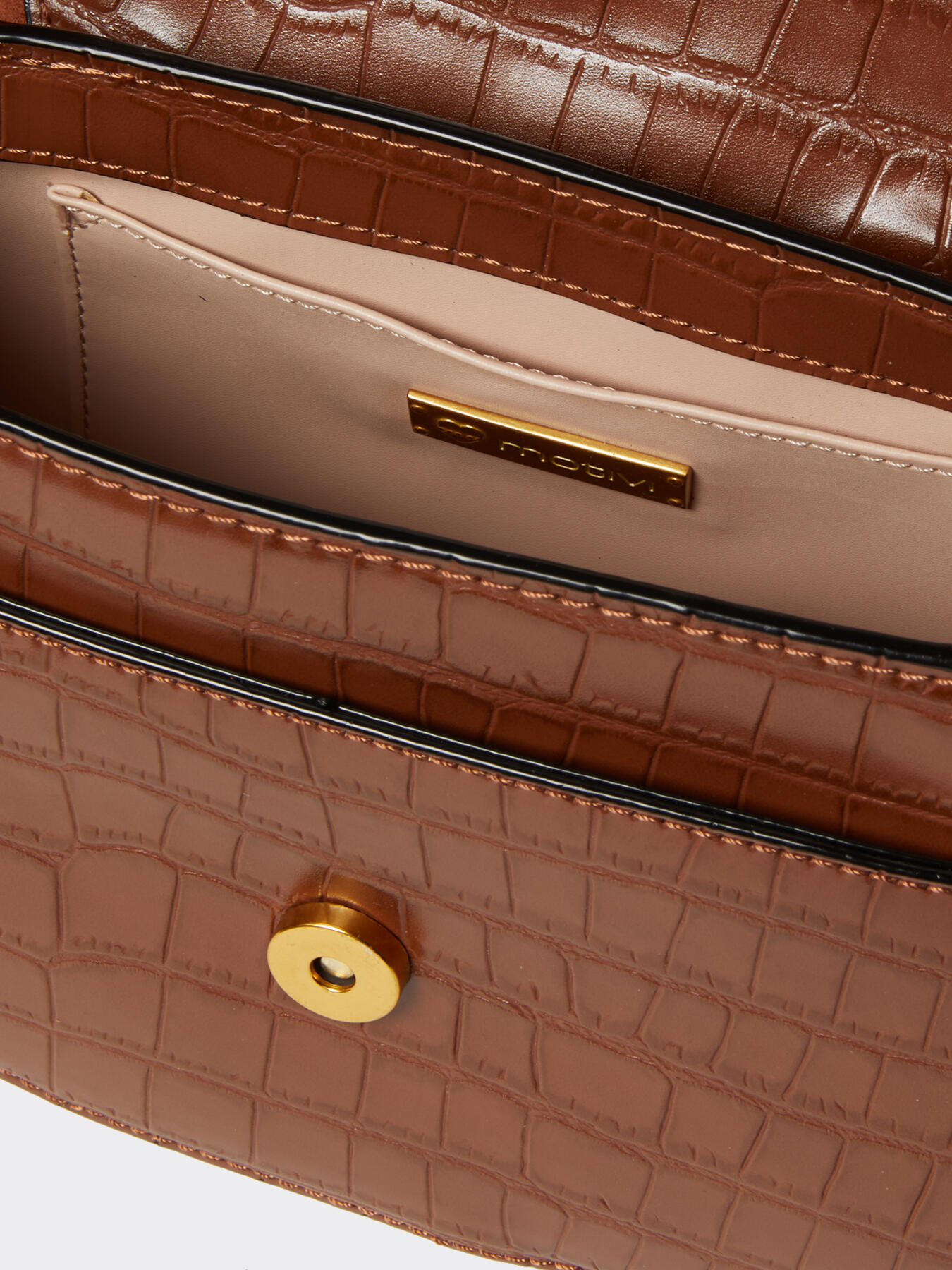 Croc embossed shoulder bag with flounce image number 3