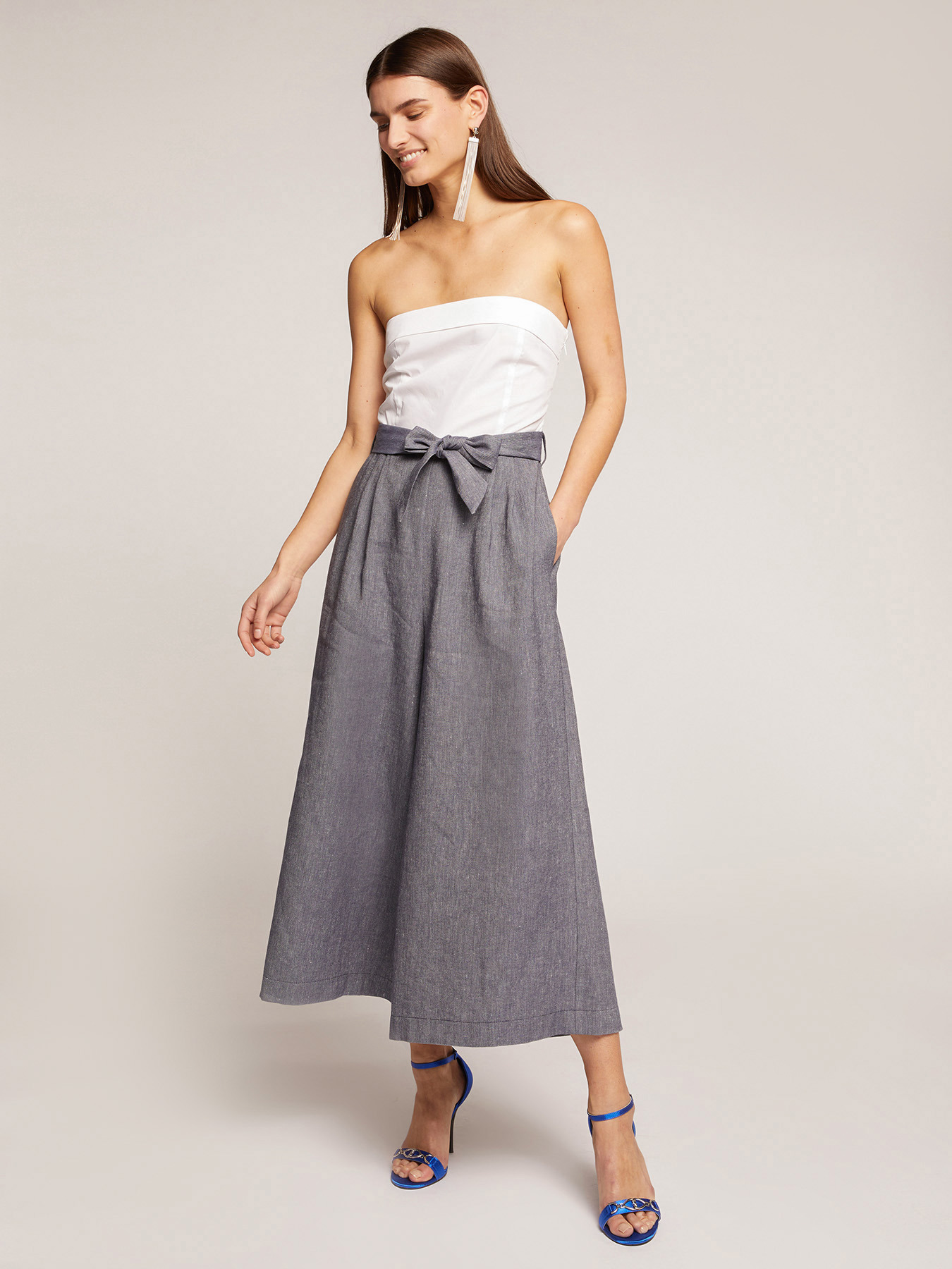 Cropped cotton linen jumpsuit image number 0