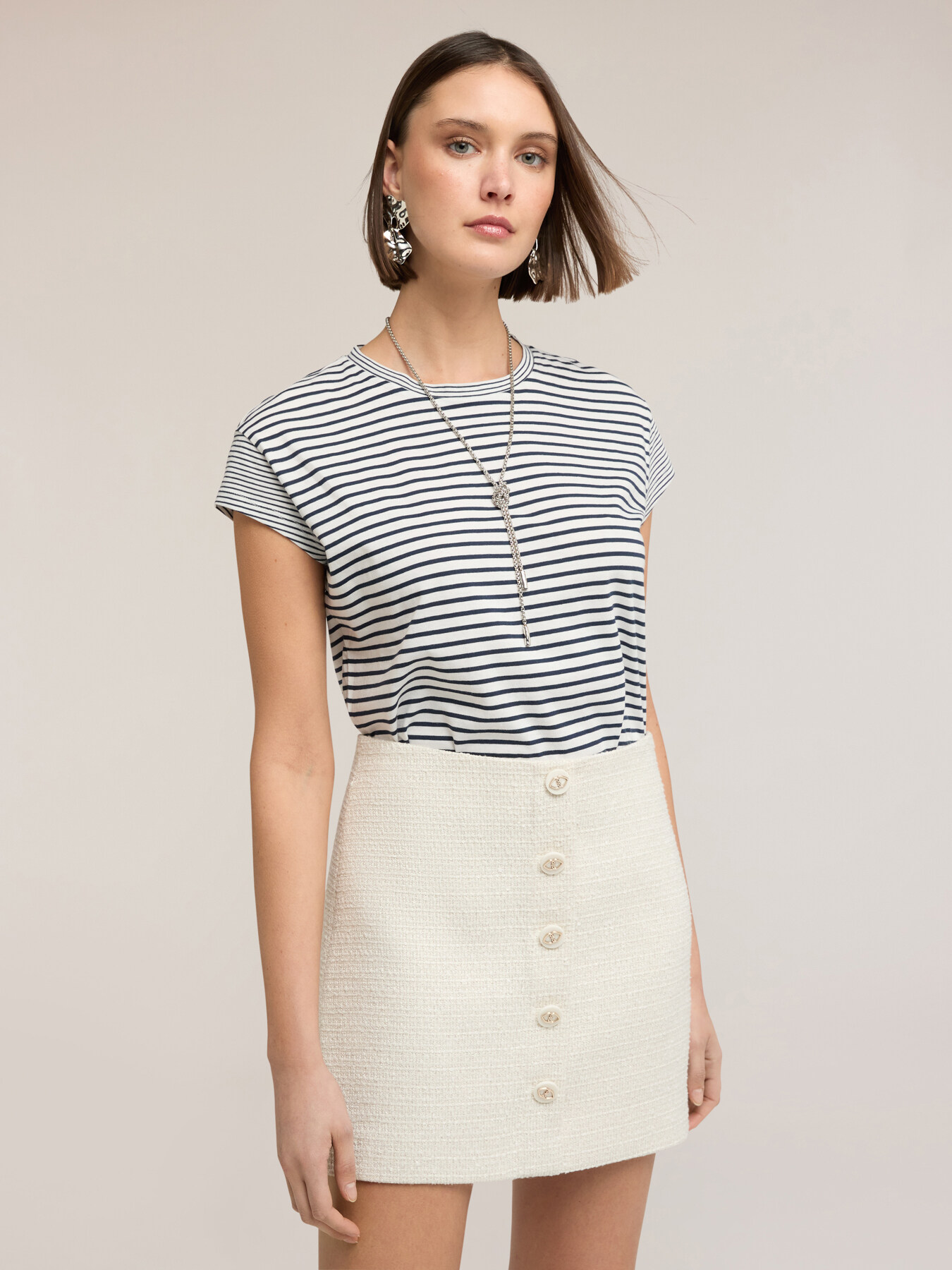 T-shirt a righe in jersey di cotone image number 0