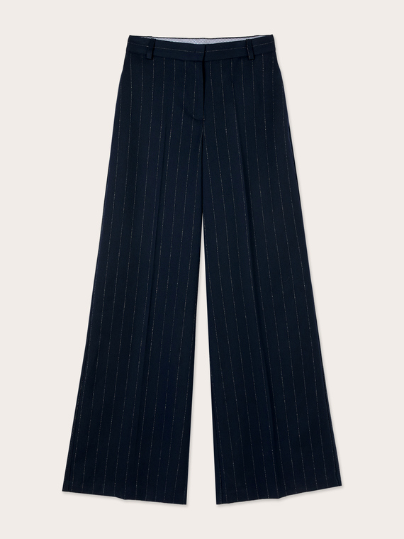 Pantalon palazzo en poly-viscose ray&eacute; lurex