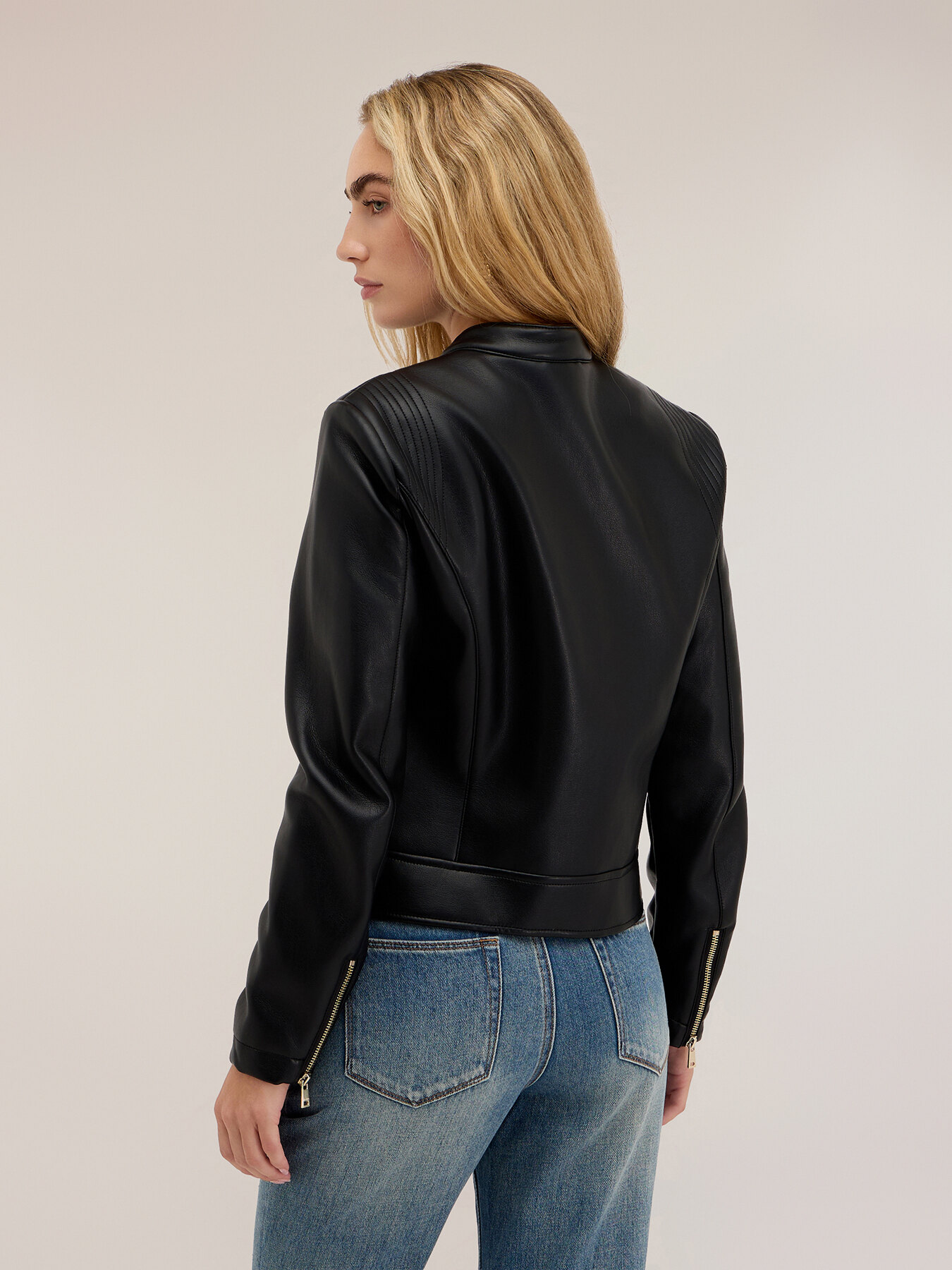 Bikerjacke mit Rei&szlig;verschluss und Schneidern&auml;hten image number 1
