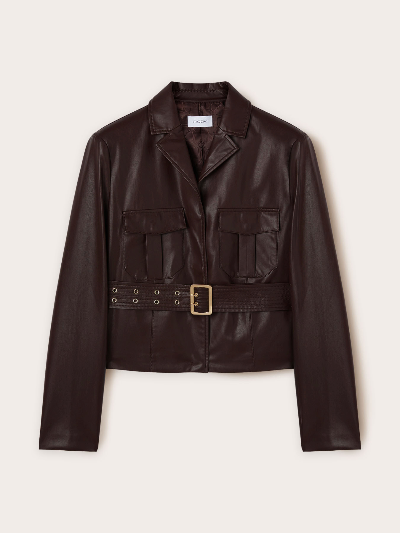 Giacca in tessuto spalmato con cintura image number 4