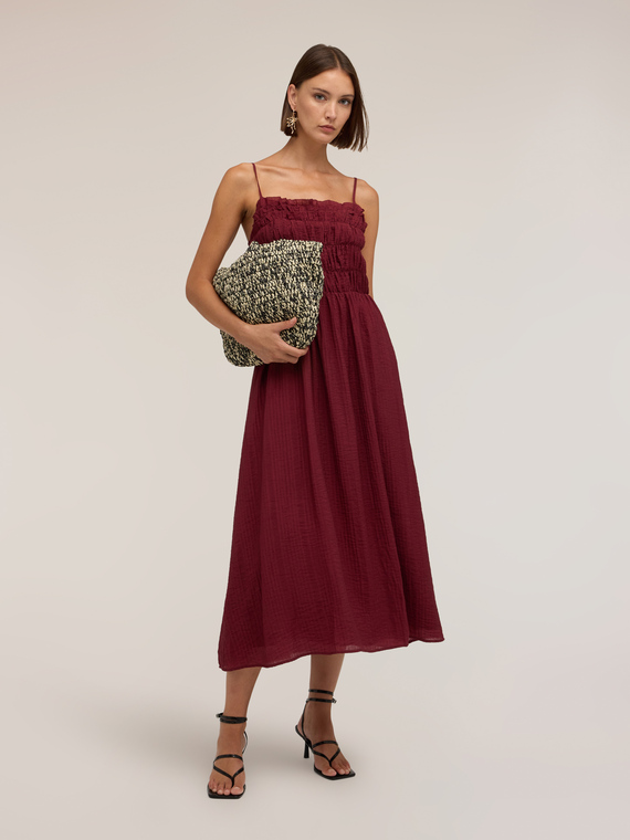 A-line dress with ruched bodice