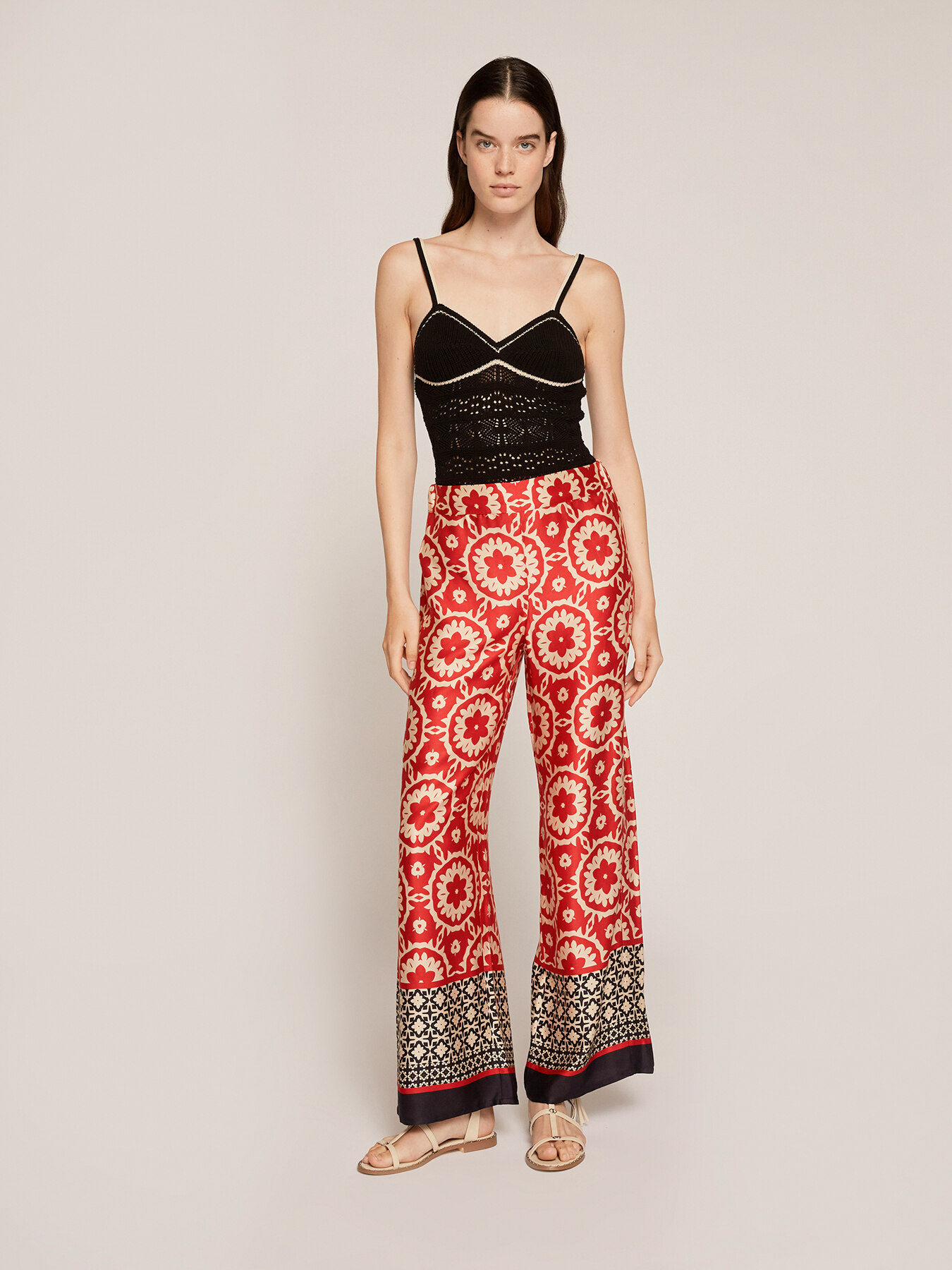 Ethnic patterned wide-leg trousers image number 0