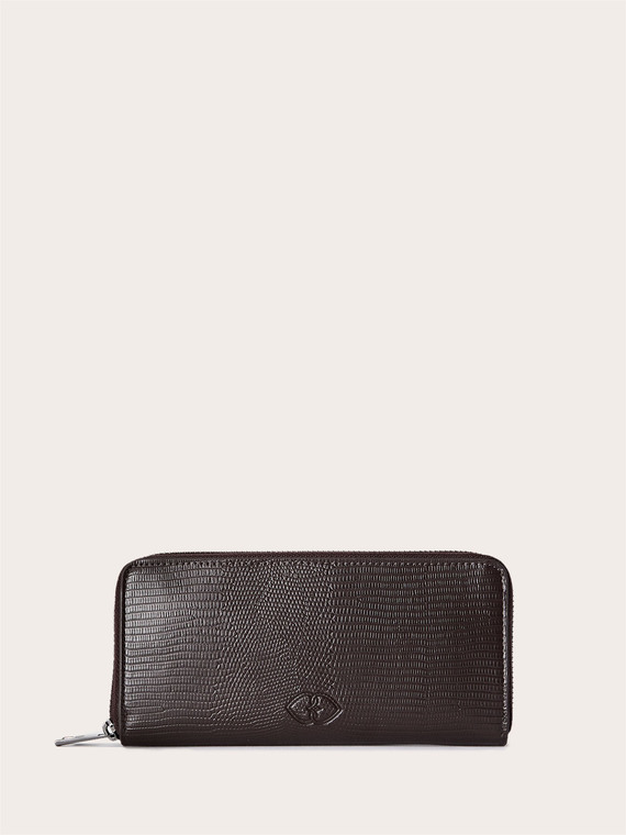 Crocodile Print Zip Around Wallet