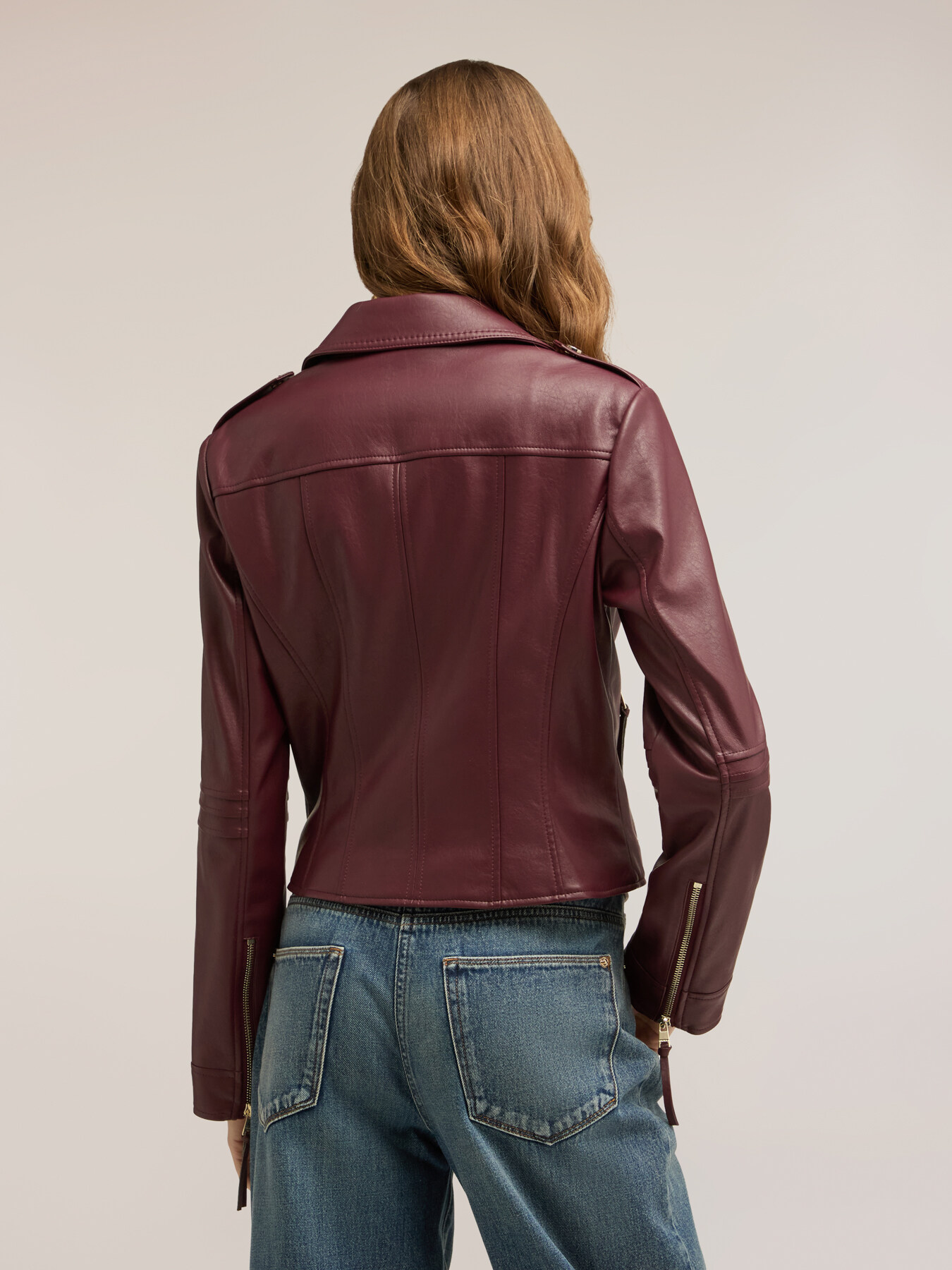 Biker jacket with gold zips image number 1