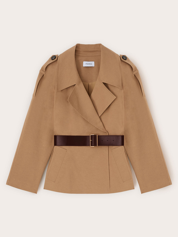 Kurzer Trenchcoat aus Lyocell-Mix mit G&uuml;rtel