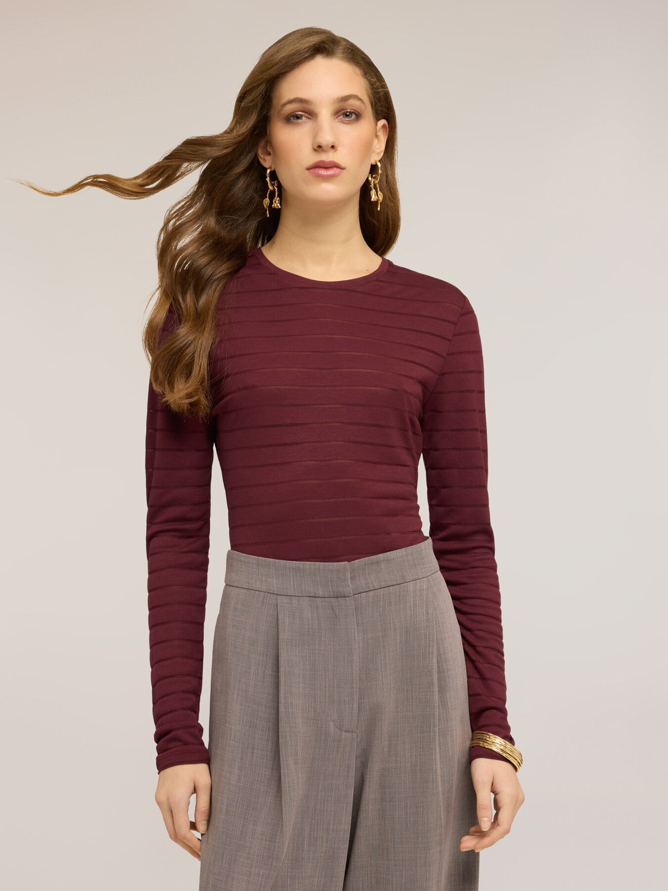 Striped bodysuit in viscose blend jersey image number 2