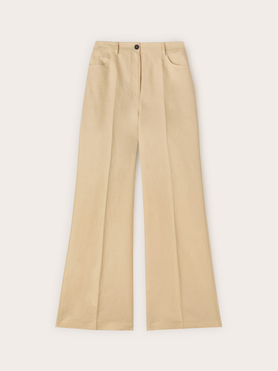Pantalon flare en m&eacute;lange de lin