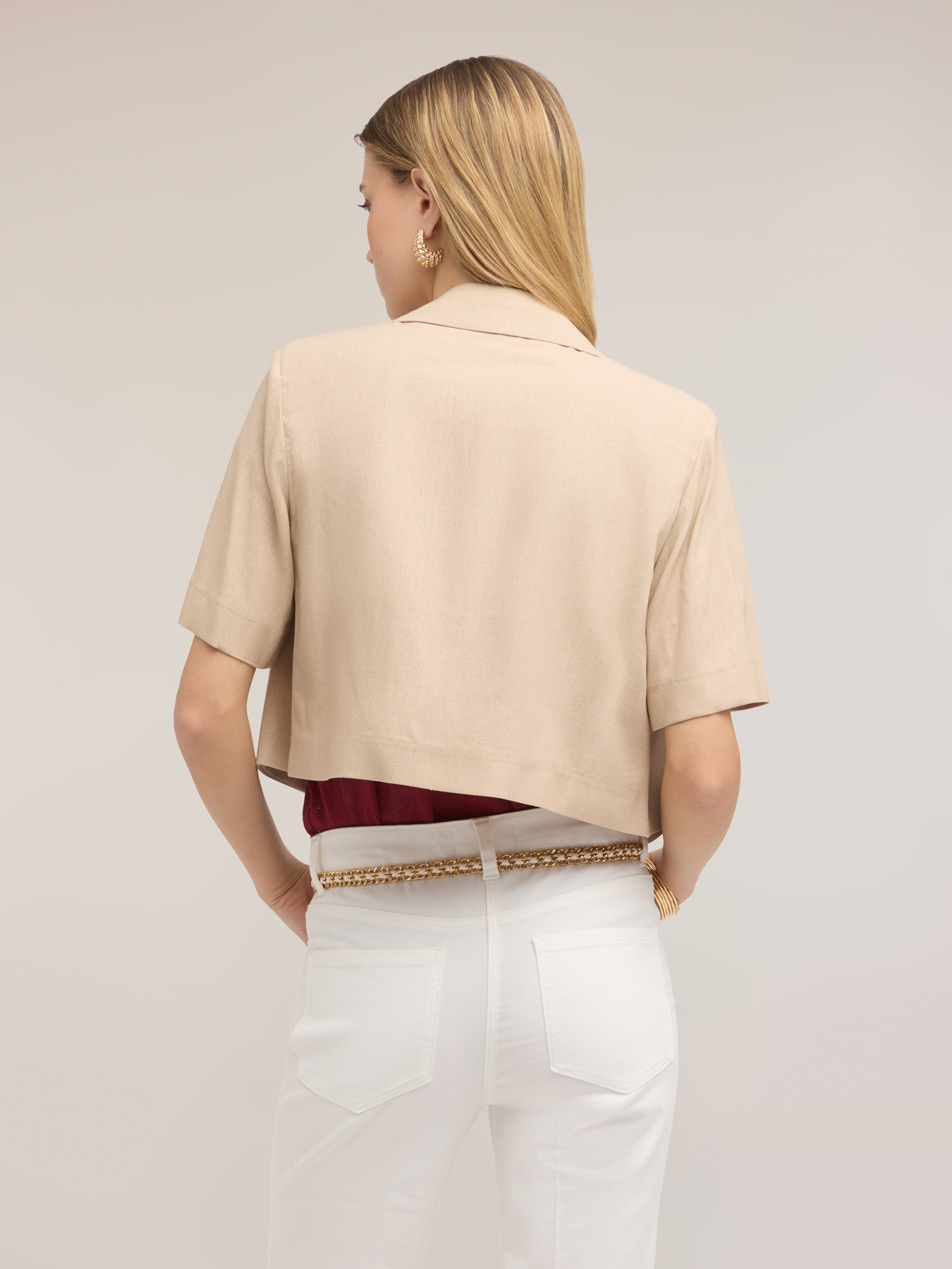 Verk&uuml;rzte unstrukturierte Jacke aus Leinenmischung image number 1