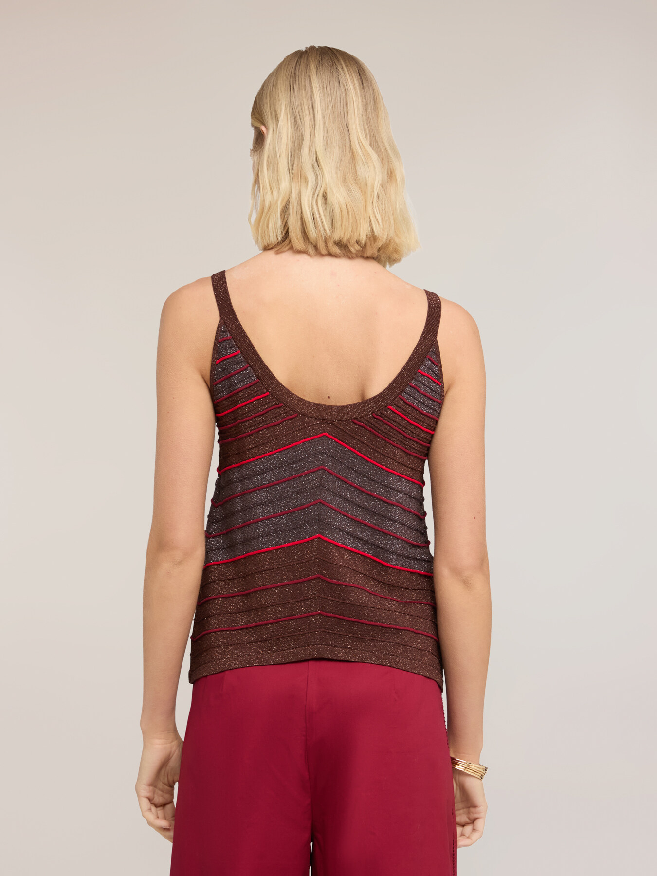 Striped lurex blend knit top image number 1