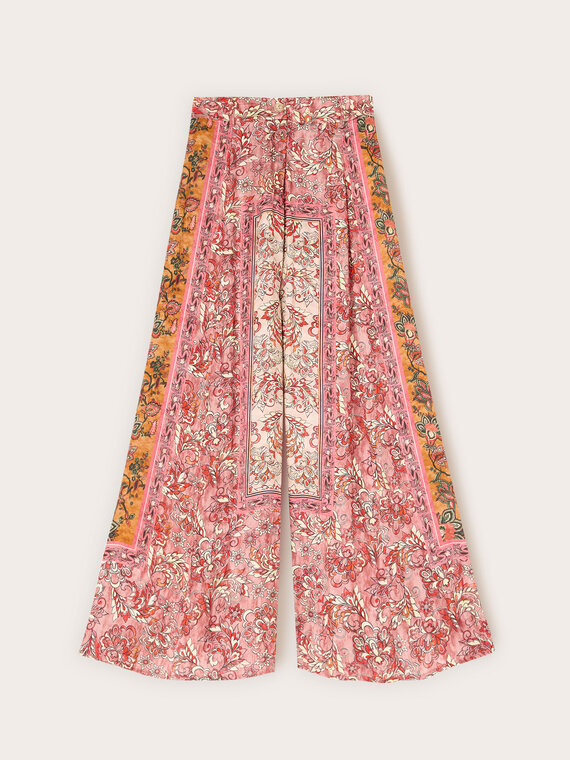 Palazzo pants in printed satin