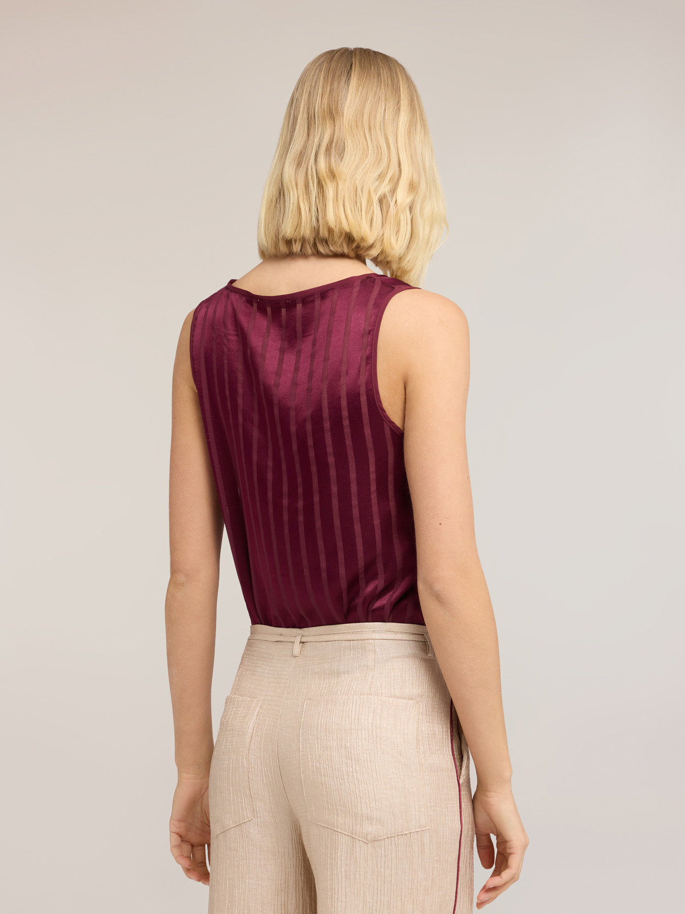 Striped devor&eacute; satin blouse image number 1