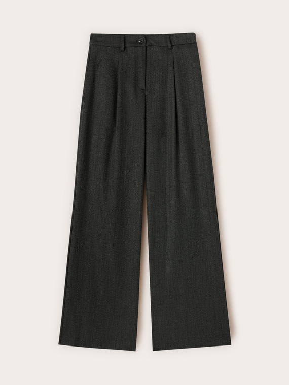 Palazzo pants in yarn-dyed fabric