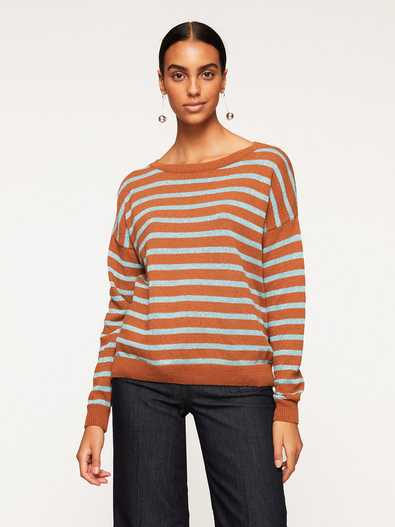 Pull &agrave; rayures lurex image number 2