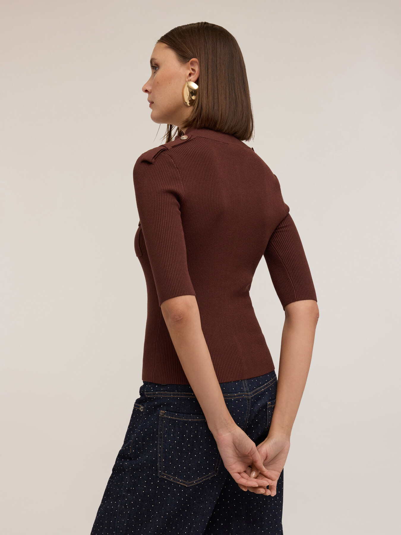 Ribbed cardigan with epaulettes image number 1