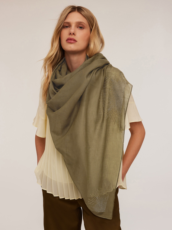 Motivi Stola misto modal con cristalli Donna, Verde militare, Taglia 02