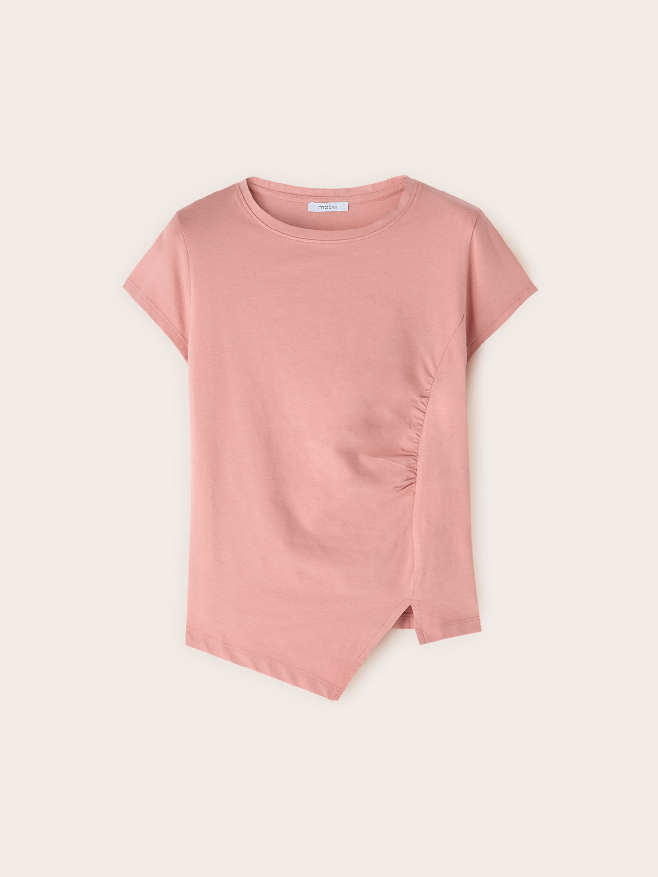 T-shirt with asymmetric side draping image number 4