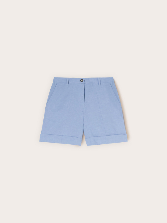 Linen blend shorts with turn-up