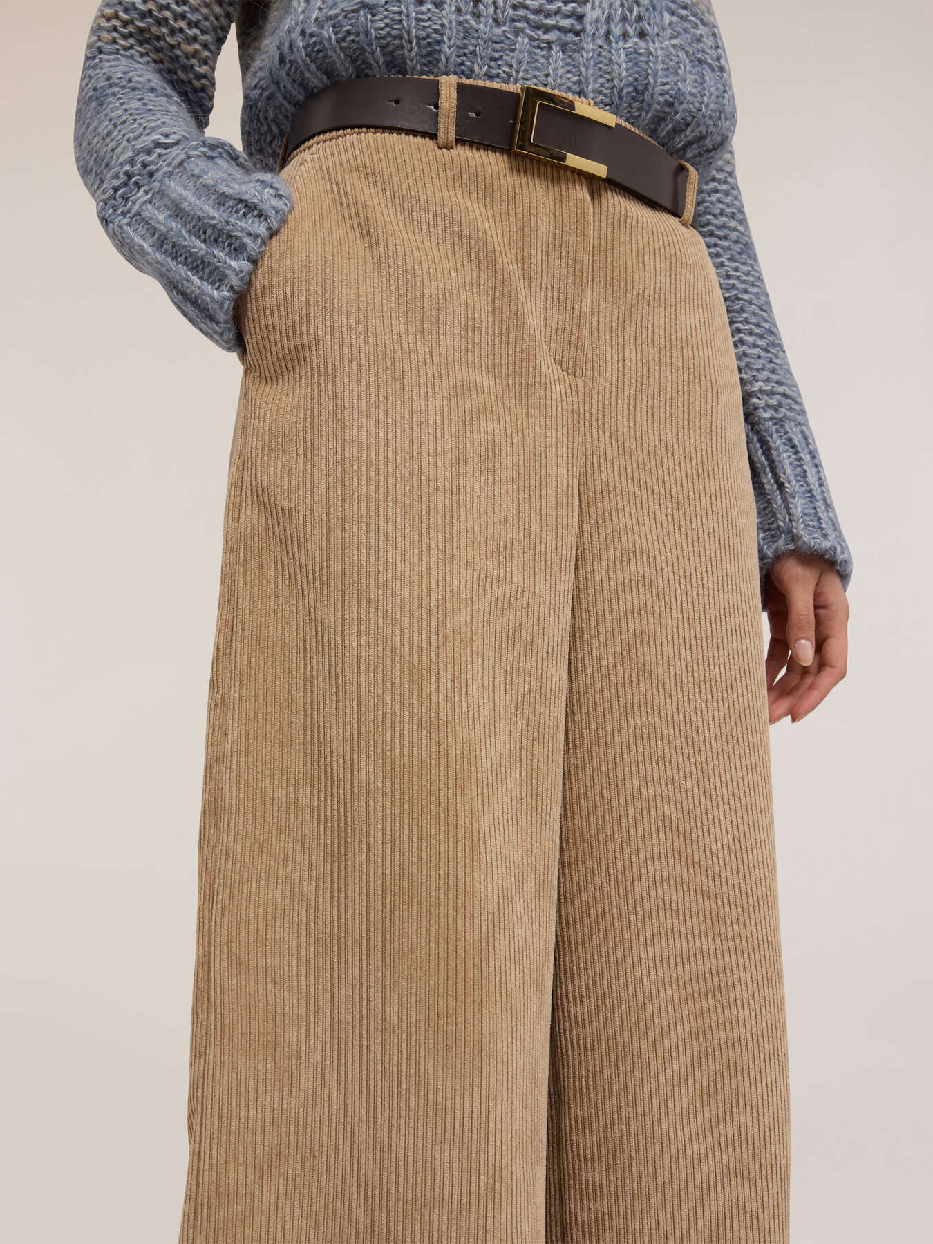 Pinstripe velvet palazzo pants image number 3